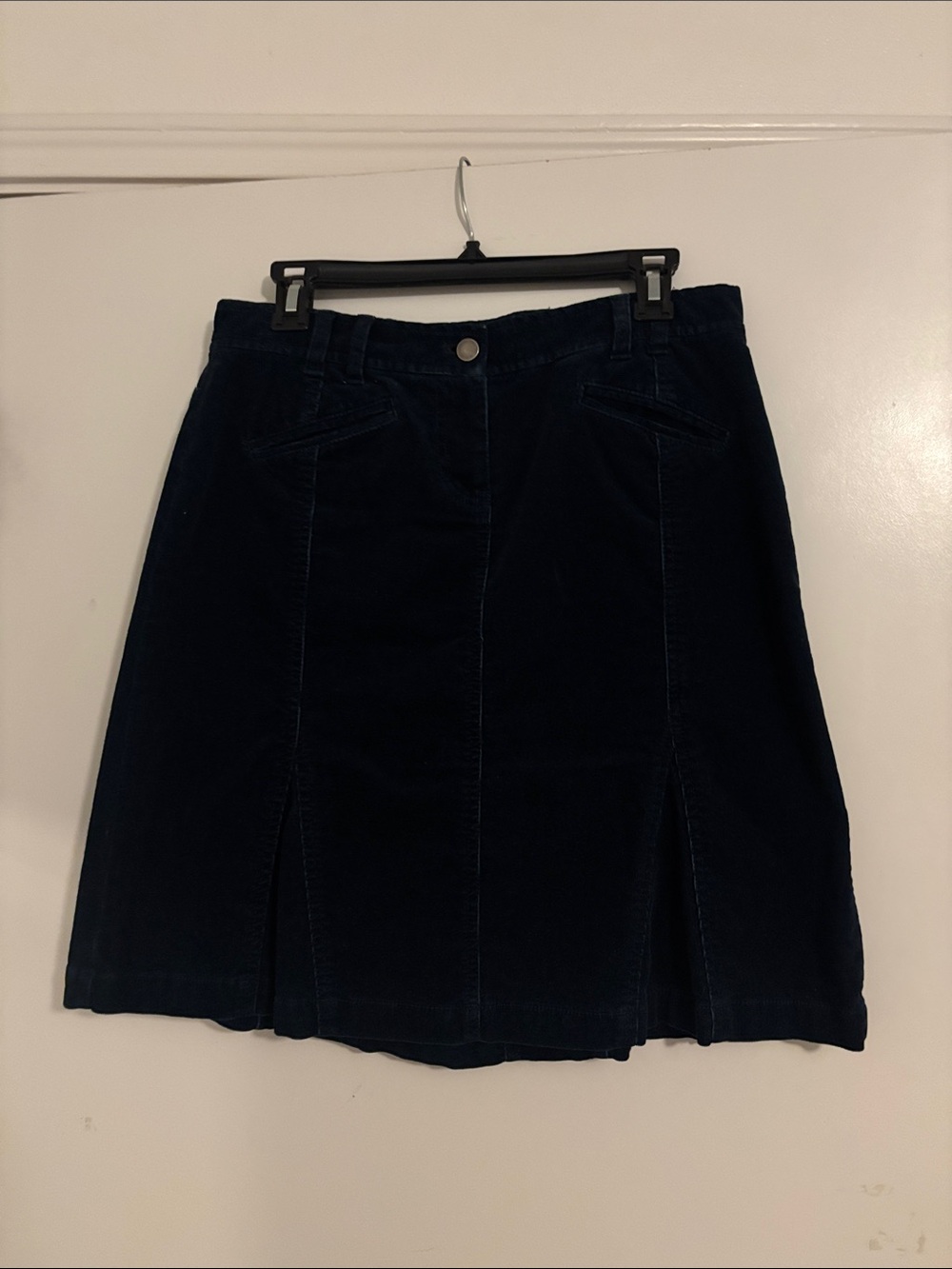 New York & Company Dark Navy Corduroy A-Line Skirt